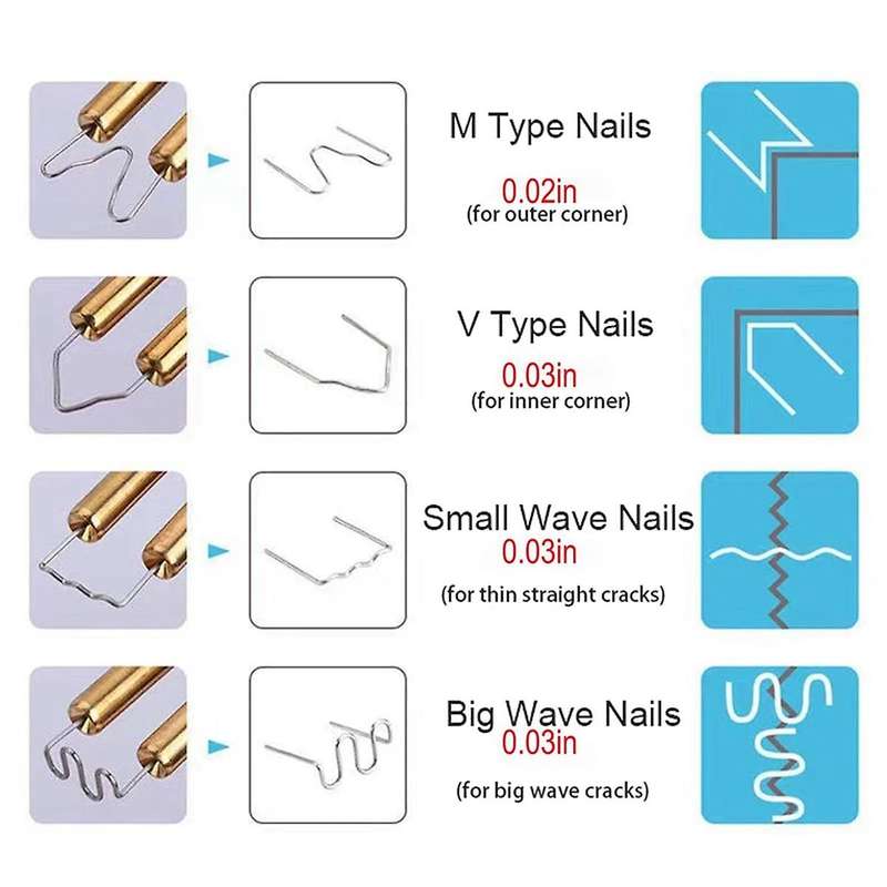 1600pcs Hot Stapler Wave Repair Stapler Bumper Car Tools Bodywork Repairs 0.6mm & 0.8mm Standard Pre