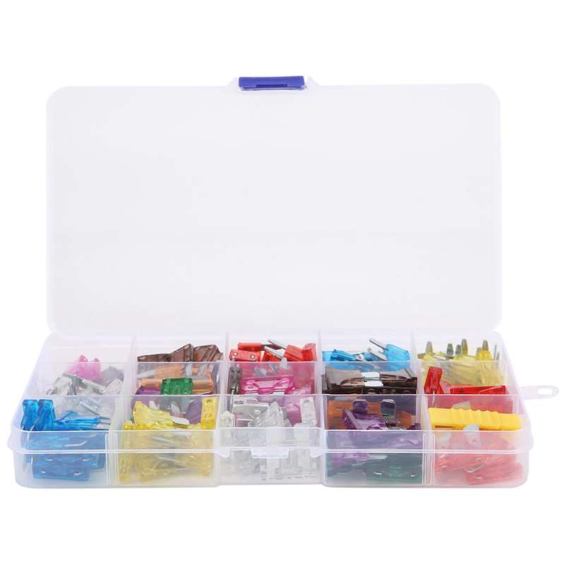 160-piece Car Fuse Set, 96 Mini Blade Fuses + 64 Standard Fuses + 1 Fuse Puller for Cars/motorhome/