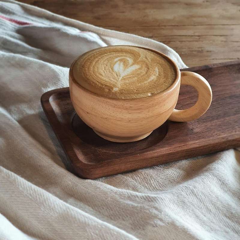 165Ml Natural Wood Cup Reusable Environmental Protection Coffee Milk Wine Glass with Handle Insulat