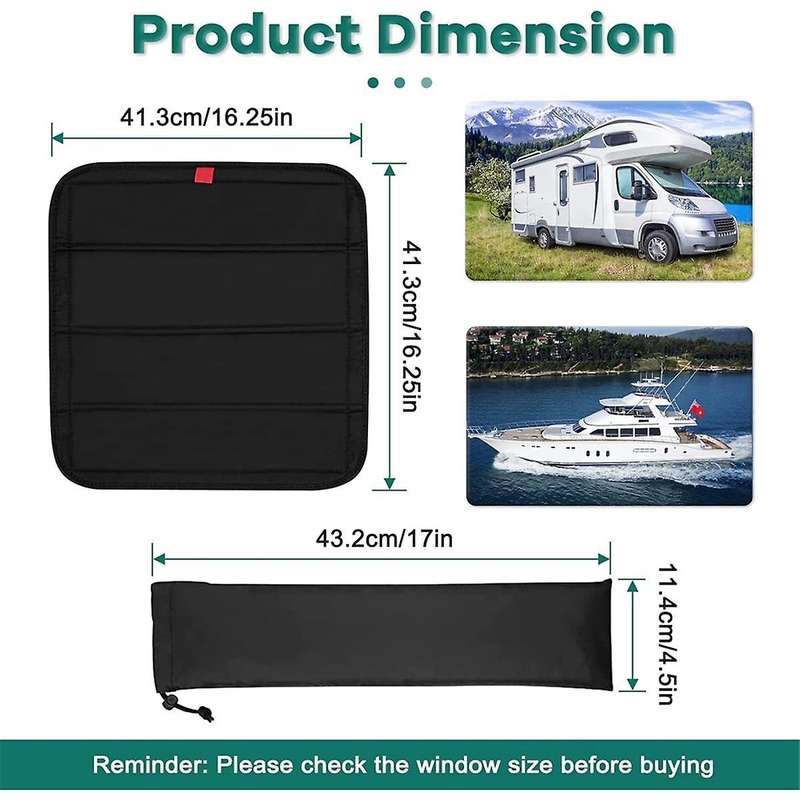 16In x 16In Waterproof Thickened Magnetic RV Window Shade, Foldable Magnet Motorhome Blackout Ventil