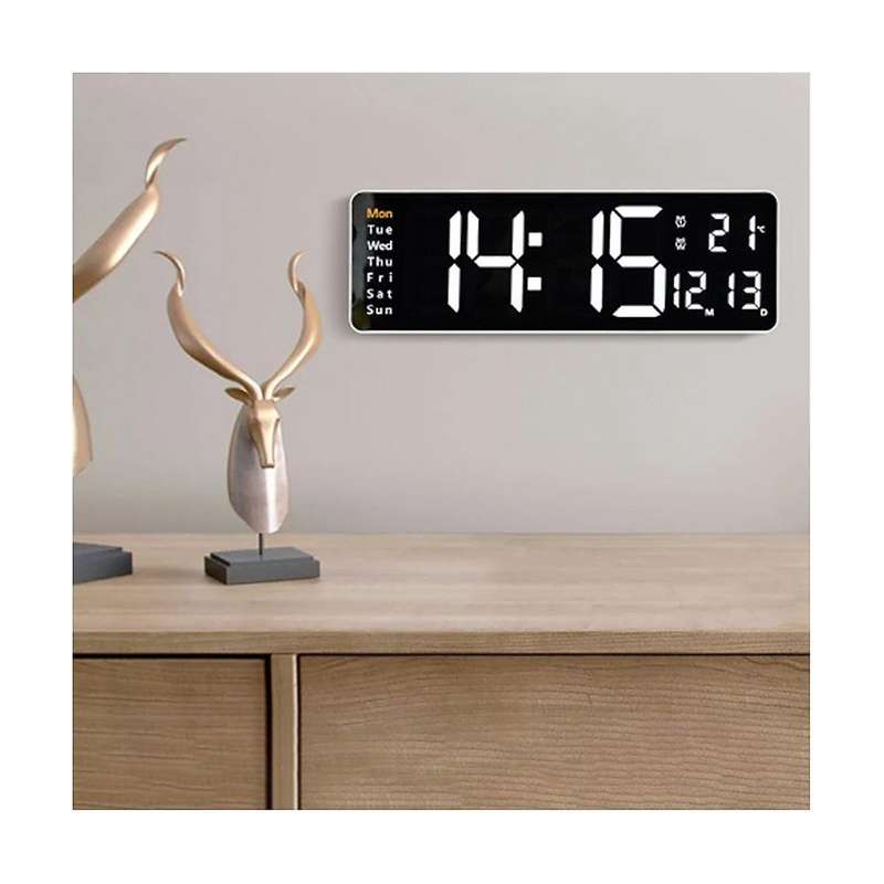 16inch LED Digital Wall Clock- Alarm Clock/Temp/Date/Week/Timer Remote Adjustable /Gym/Office-Green