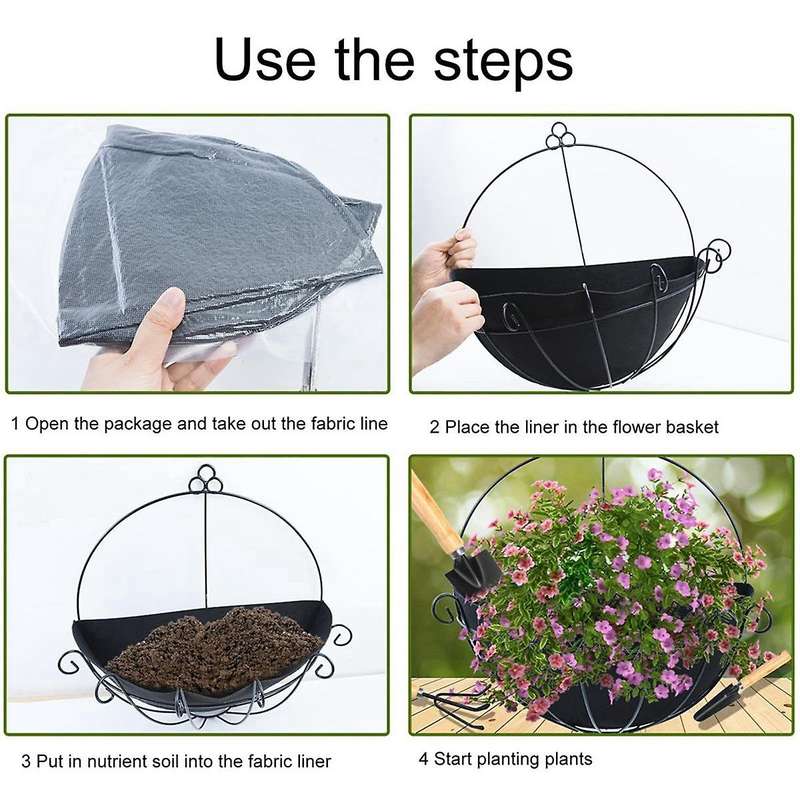 16Inch Half Round Planter Liner,Hanging Basket Liners,Planter Basket Liners Insert for Garden Acces