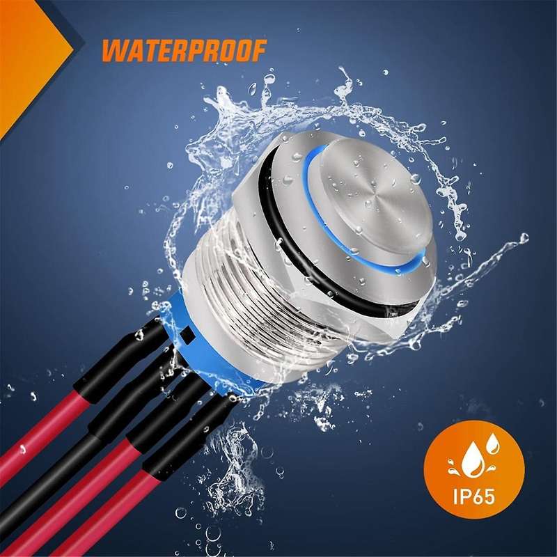16mm Push Button Switch 5PCS with Pre Wired Harness 12V 24V Metal Self Locking Latching LED Round S