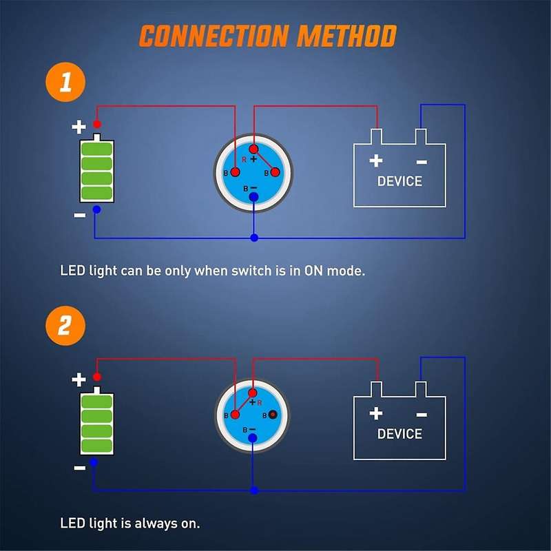 16mm Push Button Switch 5PCS with Pre Wired Harness 12V 24V Metal Self Locking Latching LED Round S