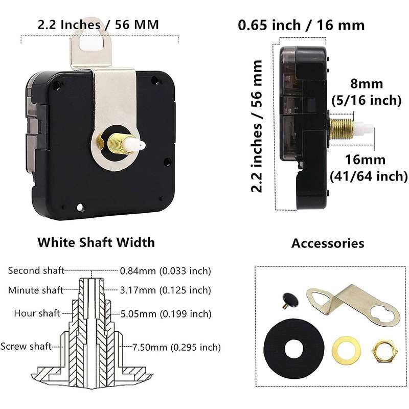 16mm Quartz DIY Wall Clock Motor Kit Movement Mechanism Big Spade Clock Parts Repair Replacement Mo