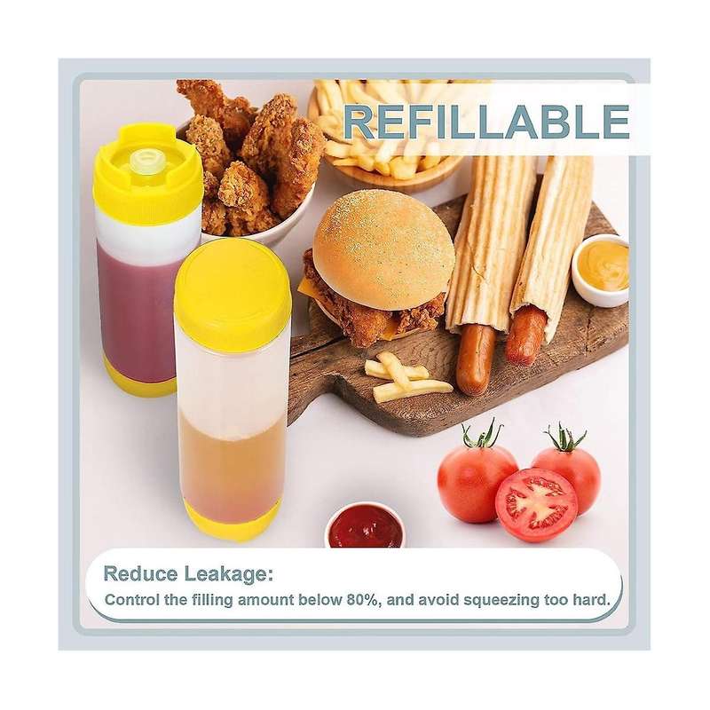 16oz Inverted Plastic Squeeze Bottles, Refillable Tip Valve Dispenser Condiment Squeeze for Sauces