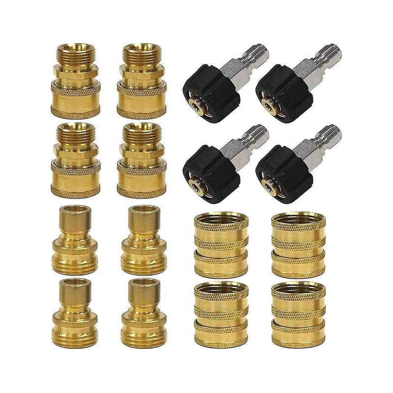 16pack Washer Adapter Kit, M22-14 Swivel to 1/2in Plug 3/4in Swivel Male and Quick Connect 3/8in Plu