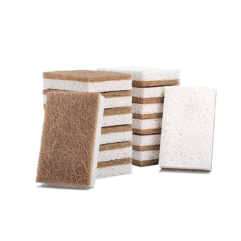 16pcs Biodegradable Compostable Cellulose Kitchen Sponges Coconut Scrubber - Eco Friendly Sponge for