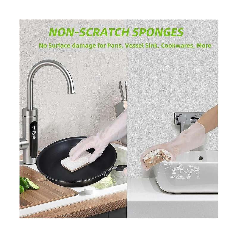 16pcs Biodegradable Compostable Cellulose Kitchen Sponges Coconut Scrubber - Eco Friendly Sponge for
