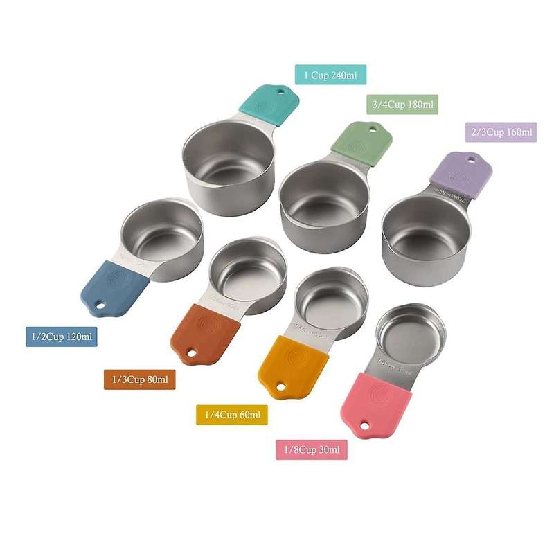 16Pc Magnetic Stainless Steel Measuring Cups&Spoons Set, 7 Heavy Duty Cups,8 Double Sided Spoons wi
