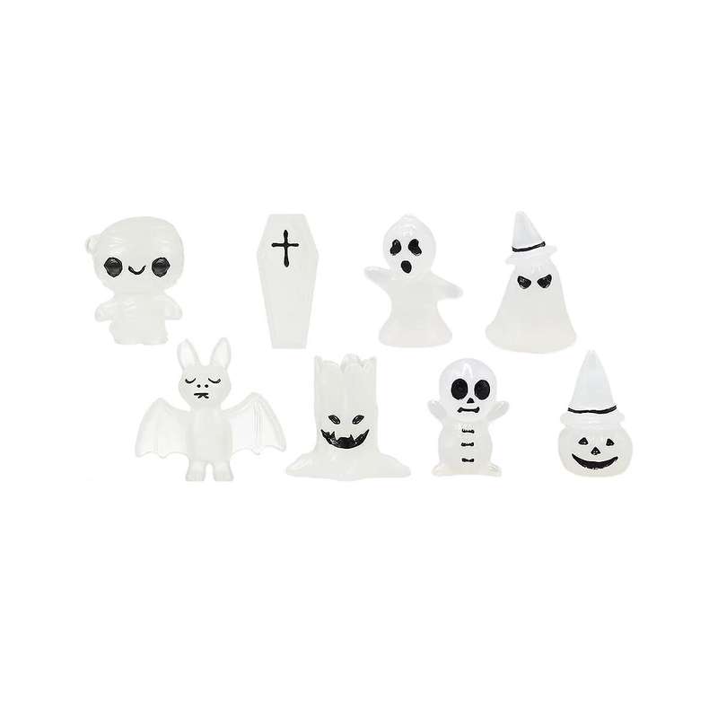 16pcs Decor Mini Luminous Ghost Ornament Halloween Decoration Coffin Pumpkin Bat Glowing Home Decora