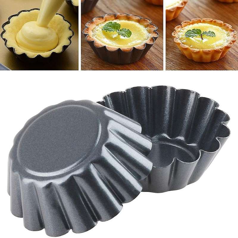 16Pcs Egg Tart Molds Set of 16 Carbon Steel Mini Tart Pan Cookie Mold Baking Tool