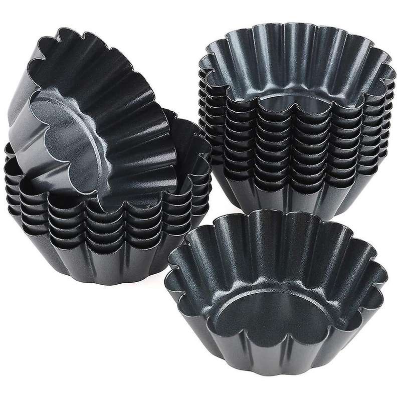 16Pcs Egg Tart Molds Set of 16 Carbon Steel Mini Tart Pan Cookie Mold Baking Tool