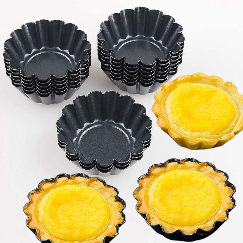 16Pcs Egg Tart Molds Set of 16 Carbon Steel Mini Tart Pan Cookie Mold Baking Tool
