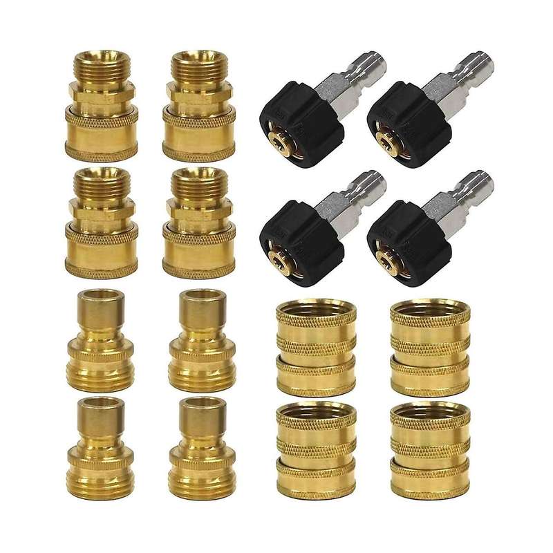 16pcs Pressure Washer Adapter Set, Quick Disconnect Kit, M22 Swivel to 3/8 Inch Quick Connect, 3/4 I
