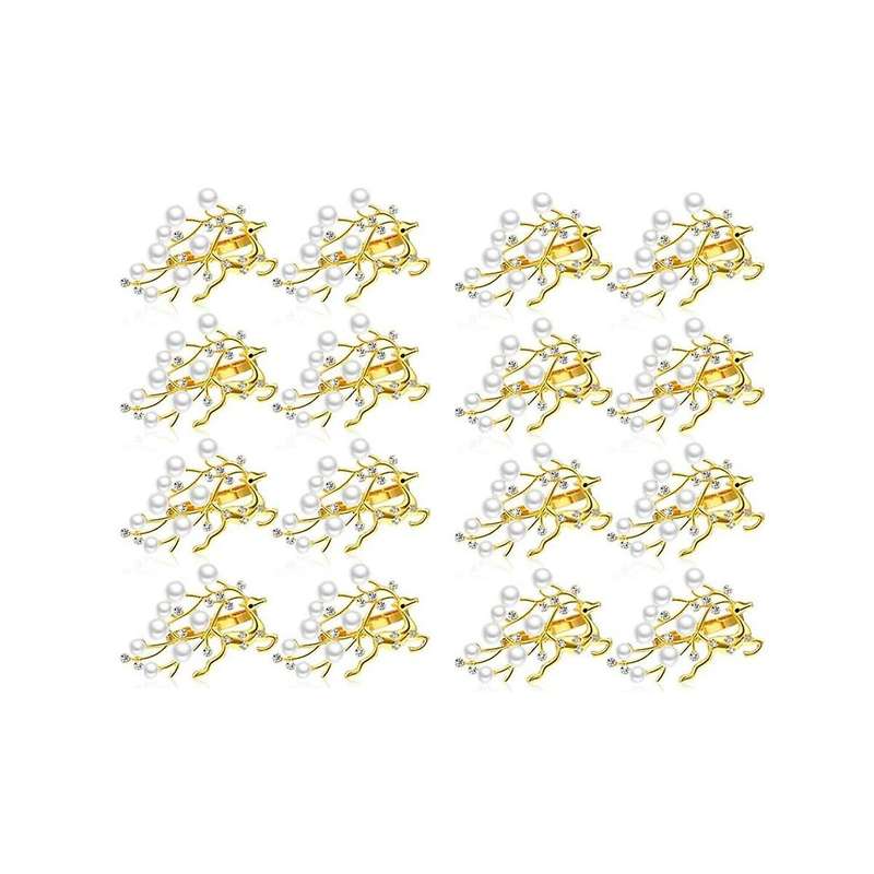 16pcs Napkin Rings Diamond Deer Napkin Ring Crystal Xmas Rhinestone Cloud Napkin for Xmas, Wedding