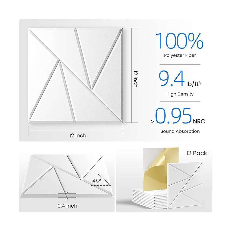 16pcs Self-adhesive Acoustic Panels,square Sound Proof Foam Panels,12x12x0.4in High Density Soundpr
