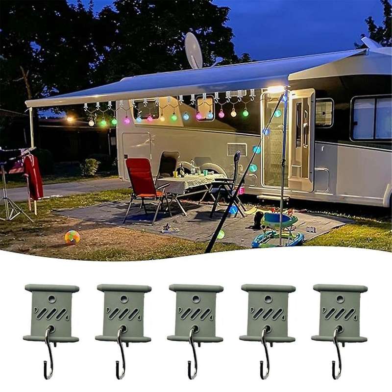 16Pcs RV Awning Hooks Cedarwood Rail Hangers for RV Caravan Camping Tent