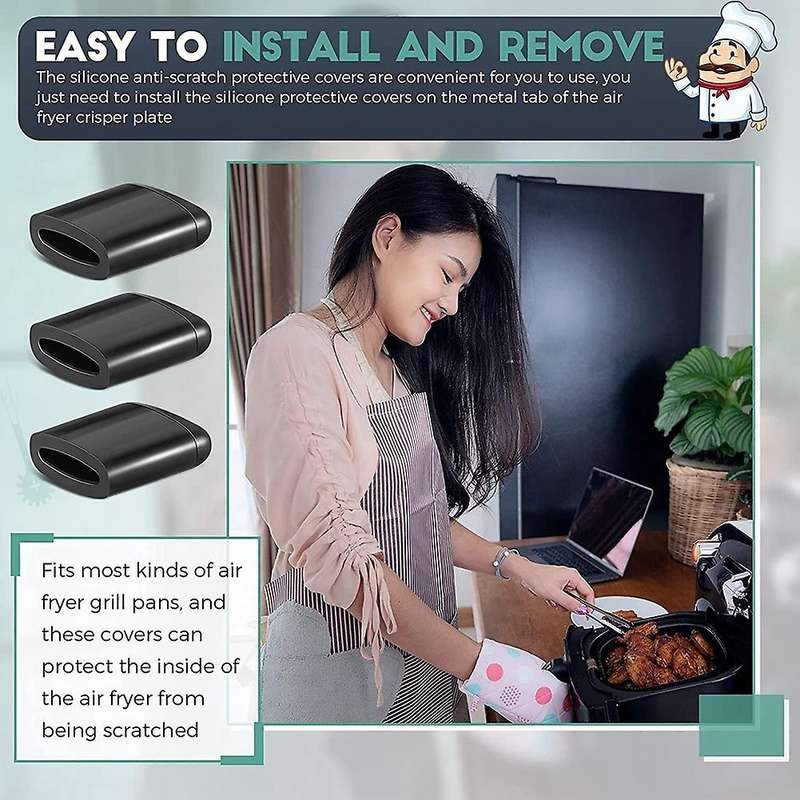 16Pcs Replacement Rubber Bumpers for AirFryer Grill Pan AirFryer Pieces Non-Scratch Protective Cove