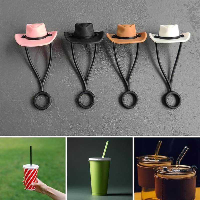 16PCS Silicone Hat Straw Covers Cap for 30/40 Oz Cute Funny Tumbler Straw Topper Accessories