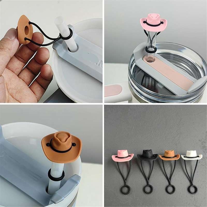 16PCS Silicone Hat Straw Covers Cap for 30/40 Oz Cute Funny Tumbler Straw Topper Accessories