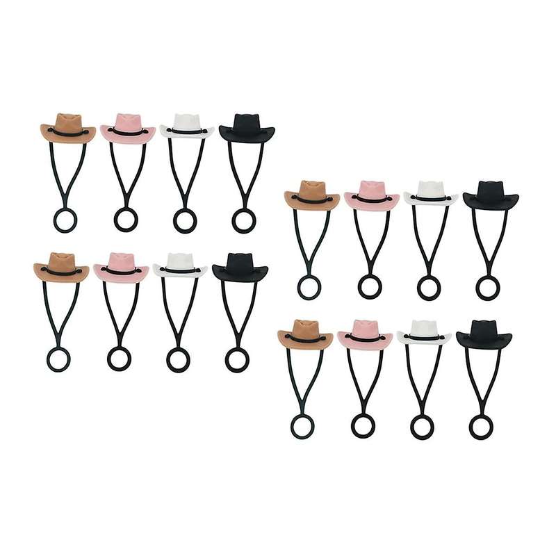 16PCS Silicone Hat Straw Covers Cap for 30/40 Oz Cute Funny Tumbler Straw Topper Accessories