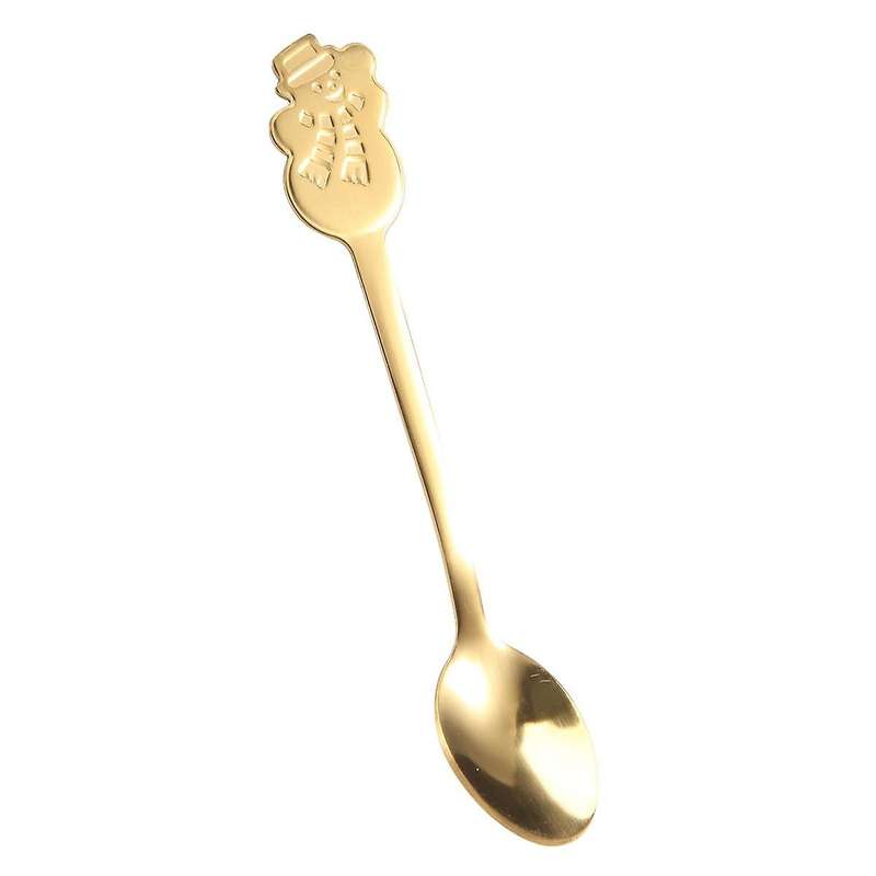 16Pcs Stainless Xmas Coffee Spoons Dessert Spoon Kitchen New Year Gifts Gold