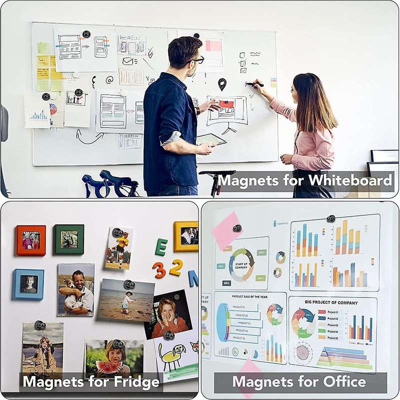 16pcs Strong ,black Refrigerator Magnets, Push Pin Magnets,strong Whiteboard Magnets for Locker, Ma