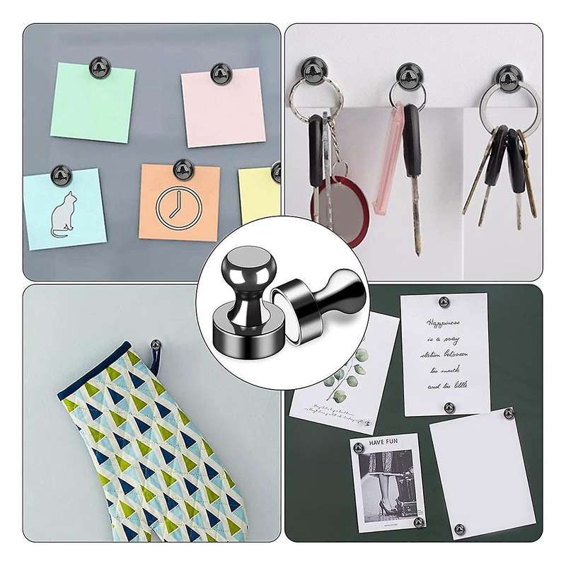 16pcs Strong ,black Refrigerator Magnets, Push Pin Magnets,strong Whiteboard Magnets for Locker, Ma