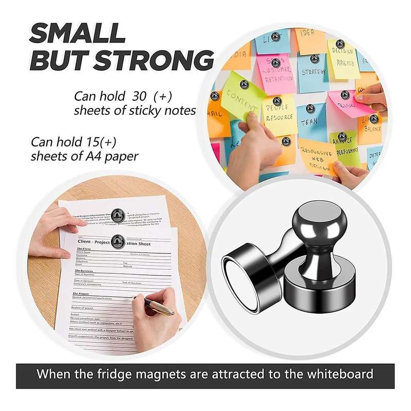 16pcs Strong ,black Refrigerator Magnets, Push Pin Magnets,strong Whiteboard Magnets for Locker, Ma