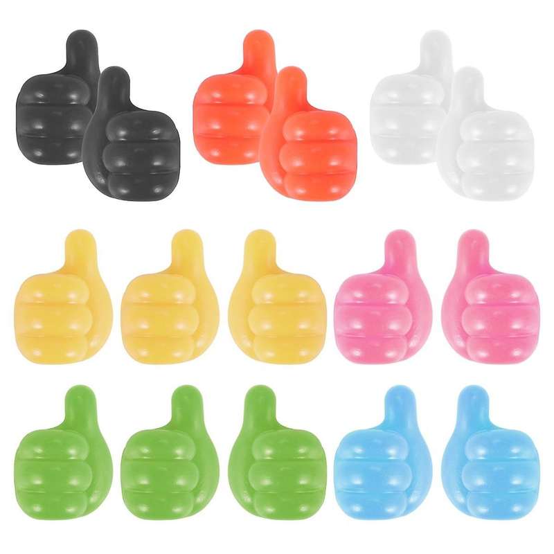 16pcs Silicone Thumb Wall Hook Self Adhesive Multifunctional Thumb Wall Hook for Storing Data Cable