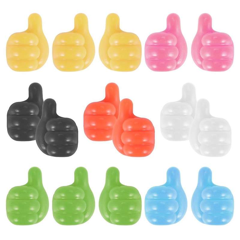 16pcs Silicone Thumb Wall Hook Self Adhesive Multifunctional Thumb Wall Hook for Storing Data Cable