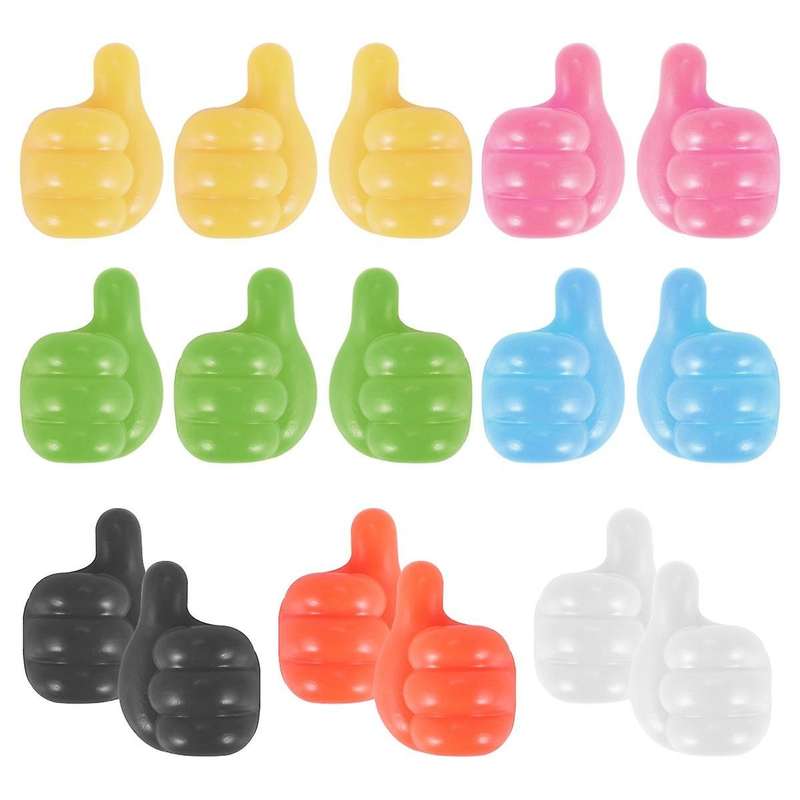 16pcs Silicone Thumb Wall Hook Self Adhesive Multifunctional Thumb Wall Hook for Storing Data Cable