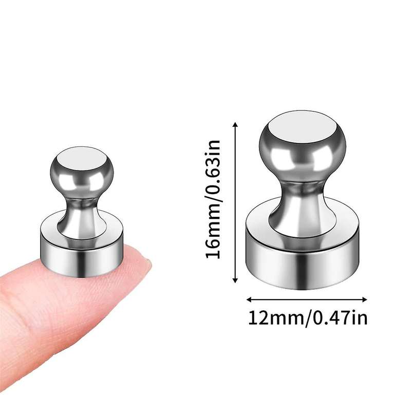 16pcs Strong ,silver Refrigerator Magnets, Push Pin Magnets,strong Whiteboard Magnets for Locker, M