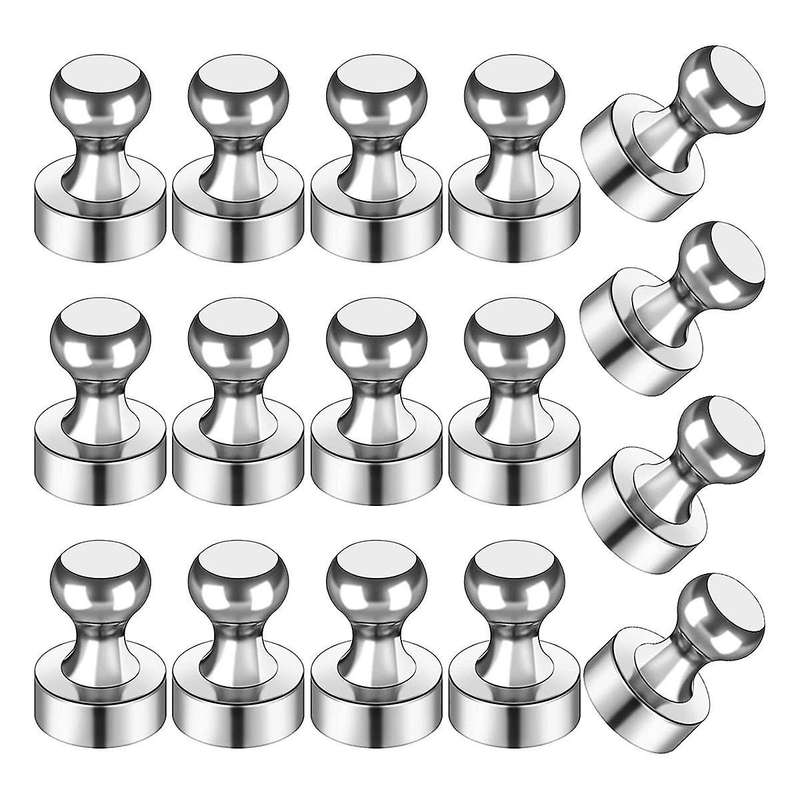 16pcs Strong ,silver Refrigerator Magnets, Push Pin Magnets,strong Whiteboard Magnets for Locker, M