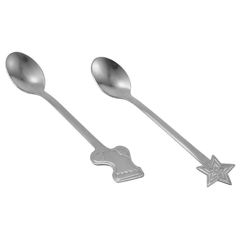 16pcs Stainless Xmas Coffee Spoons Dessert Spoon Kitchen New Year Gifts Silver