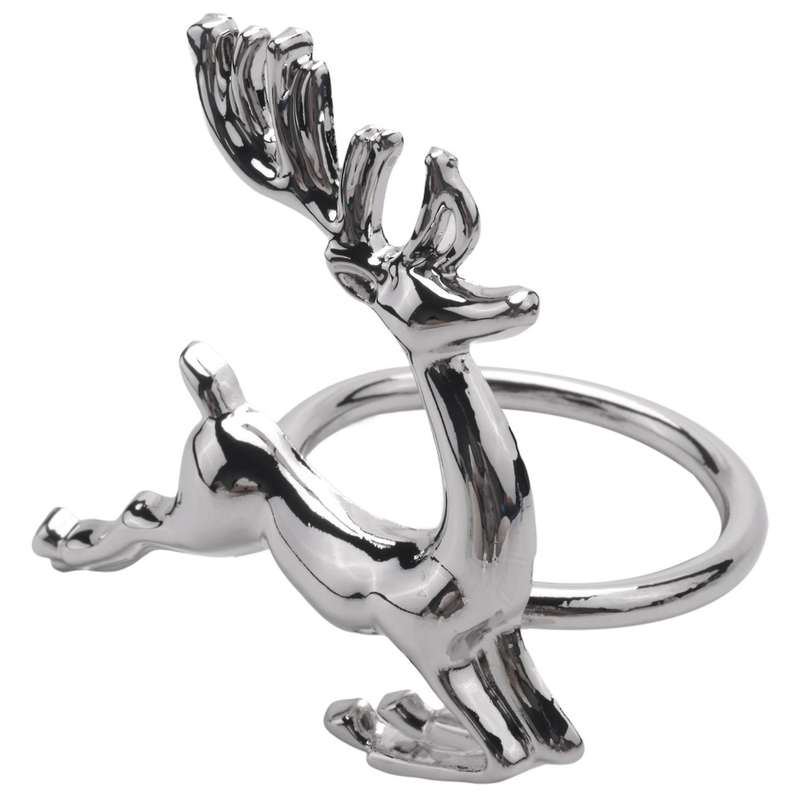 16Pcs Silver Christmas Napkin Rings Snowflake Napkin Rings Decor Christmas Deer Napkin Holders Leave