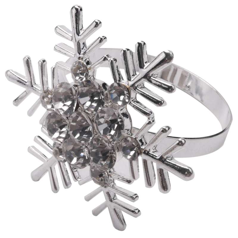 16Pcs Silver Christmas Napkin Rings Snowflake Napkin Rings Decor Christmas Deer Napkin Holders Leave