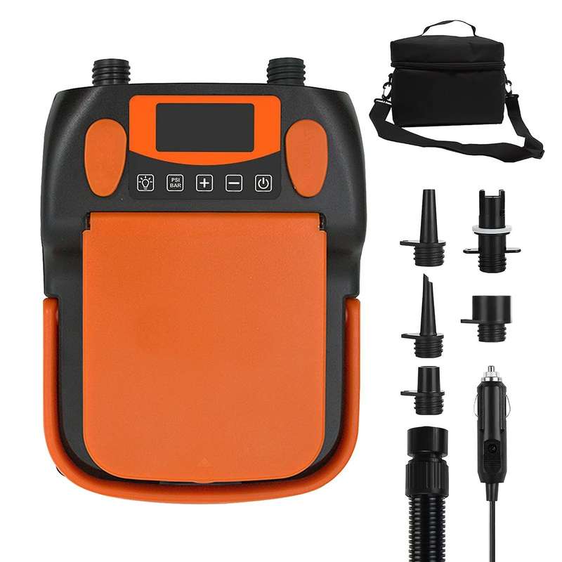 16PSI Intelligent Double Stage Air Pump with 6PCS Nozzles LCD Display 6000MAh Electric Pump Support