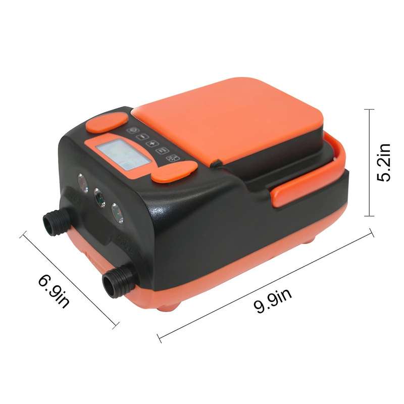 16PSI Intelligent Double Stage Air Pump with 6PCS Nozzles LCD Display 6000MAh Electric Pump Support