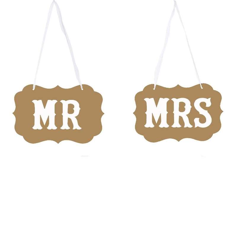 16PCS Wedding Paper Mr&Mrs Photo Props Groom&Bride Seat Sign Hanging Ornament Pendent Wedding Decor