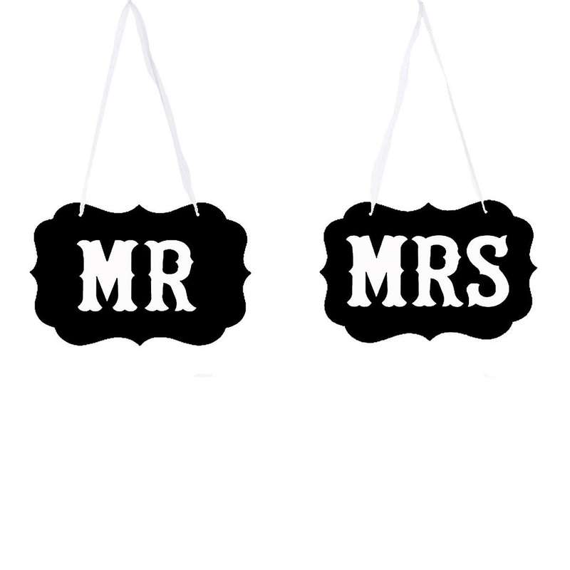 16PCS Wedding Paper Mr&Mrs Photo Props Groom&Bride Seat Sign Hanging Ornament Pendent Wedding Decor