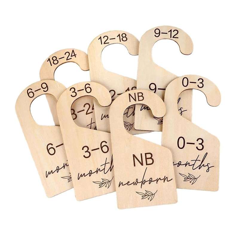 16PCS Wooden Baby Closet Dividers Double Sided Organizer for Newborn to 24 Months Size Clothes Nurse