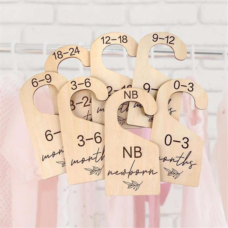 16PCS Wooden Baby Closet Dividers Double Sided Organizer for Newborn to 24 Months Size Clothes Nurse