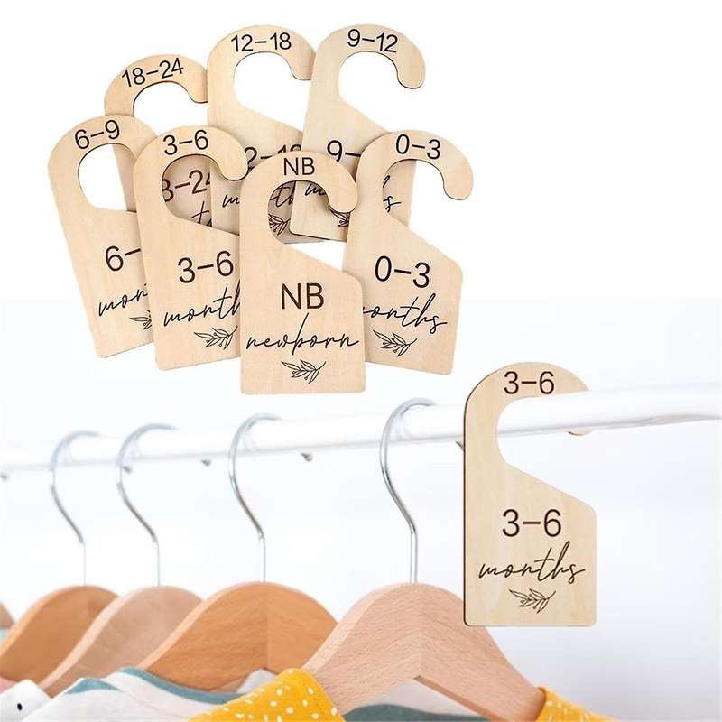 16PCS Wooden Baby Closet Dividers Double Sided Organizer for Newborn to 24 Months Size Clothes Nurse