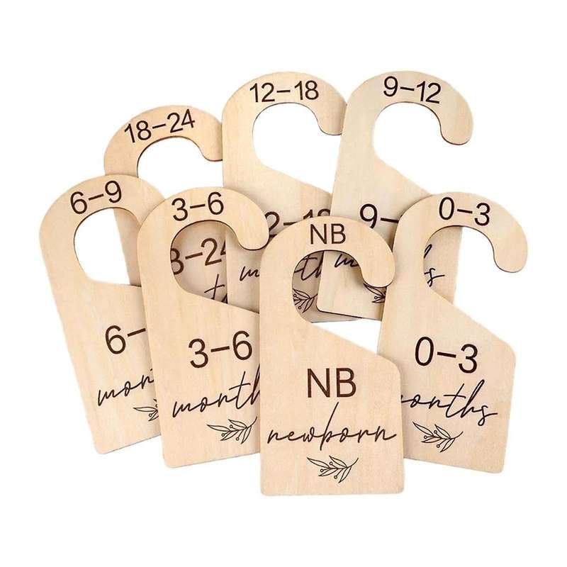 16PCS Wooden Baby Closet Dividers Double Sided Organizer for Newborn to 24 Months Size Clothes Nurse