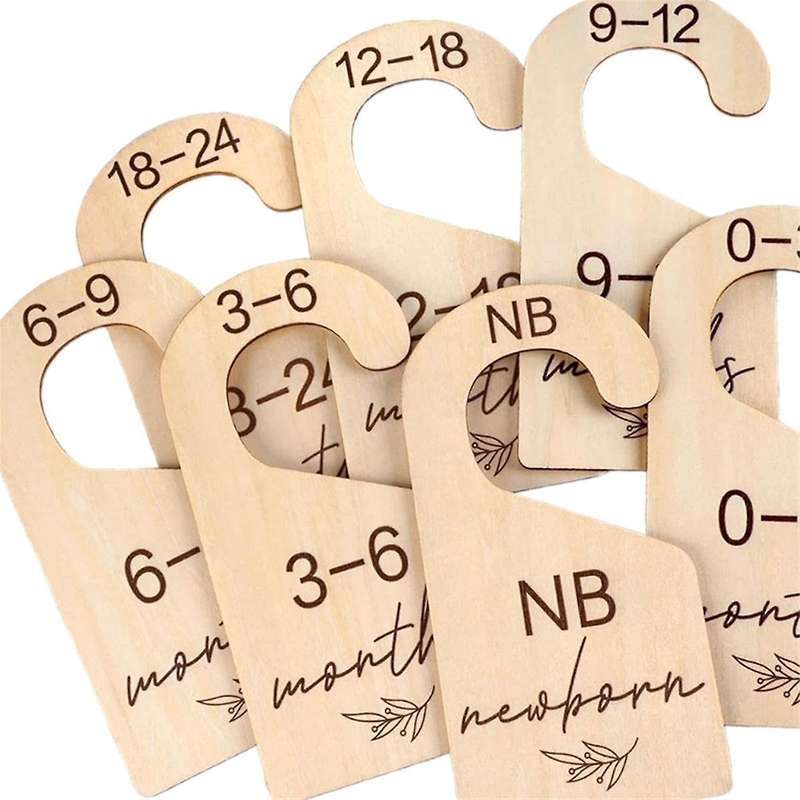 16PCS Wooden Baby Closet Dividers Double Sided Organizer for Newborn to 24 Months Size Clothes Nurse