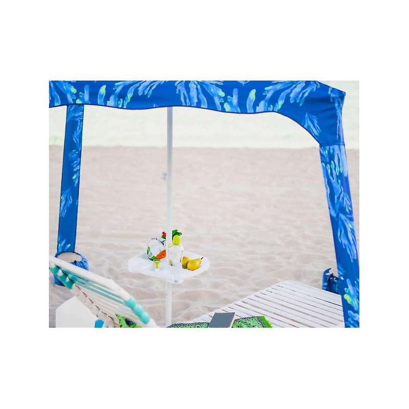 17 Inch Beach Umbrella Table Tray with Cup Holders & Snacks Compartments for Beach, Garden & Swimmi