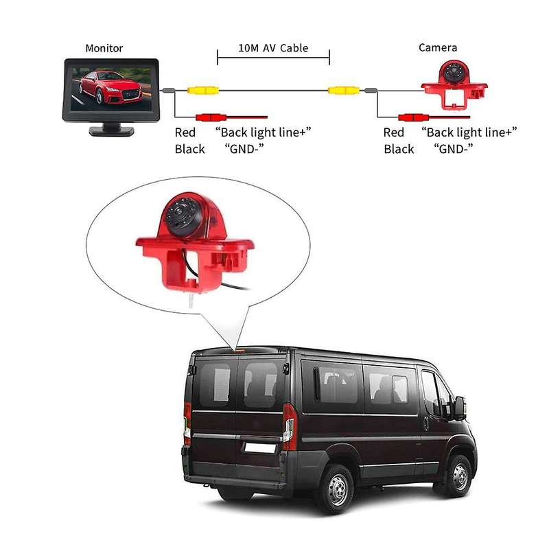 170 Backup Rear View Camera Brake Light & 4.3Inch Monitor for Trafic 2001-2014 Opel/Vaxhall Vivara C