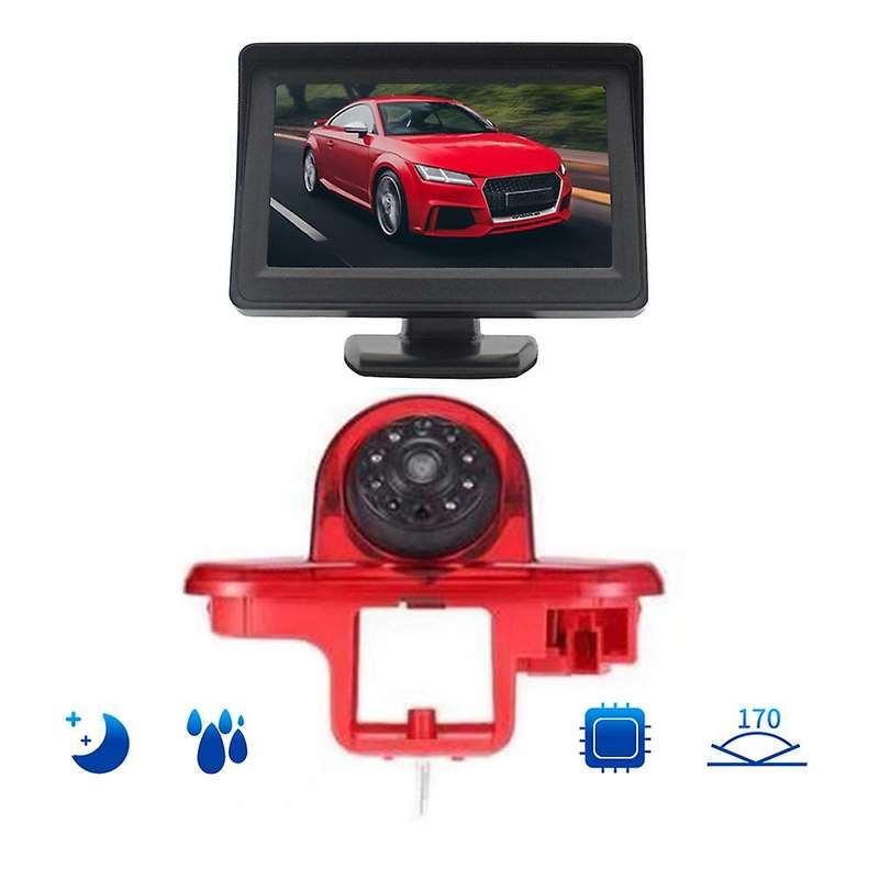 170 Backup Rear View Camera Brake Light & 4.3Inch Monitor for Trafic 2001-2014 Opel/Vaxhall Vivara C